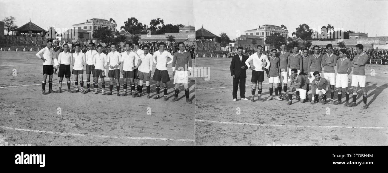 09/01/1917. Inauguration of the football season in Madrid Teams from the first category clubs that yesterday played in the festival held to benefit the press association. Credit: Album / Archivo ABC / José Zegri Stock Photo