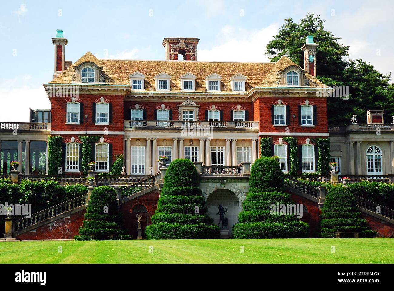 An old Gilded Age mansion retains its old glory in Old Westbury Gardens, Long Island Stock Photo