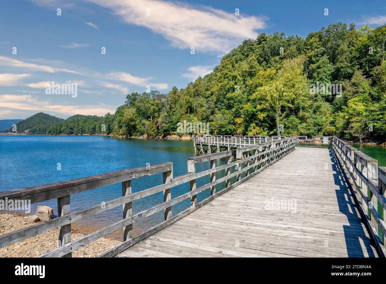 Dock into Lake Watuga at the Rat Branch Boat Ramp in Cherokee National Forest; Hampton, Tennessee. Stock Photo