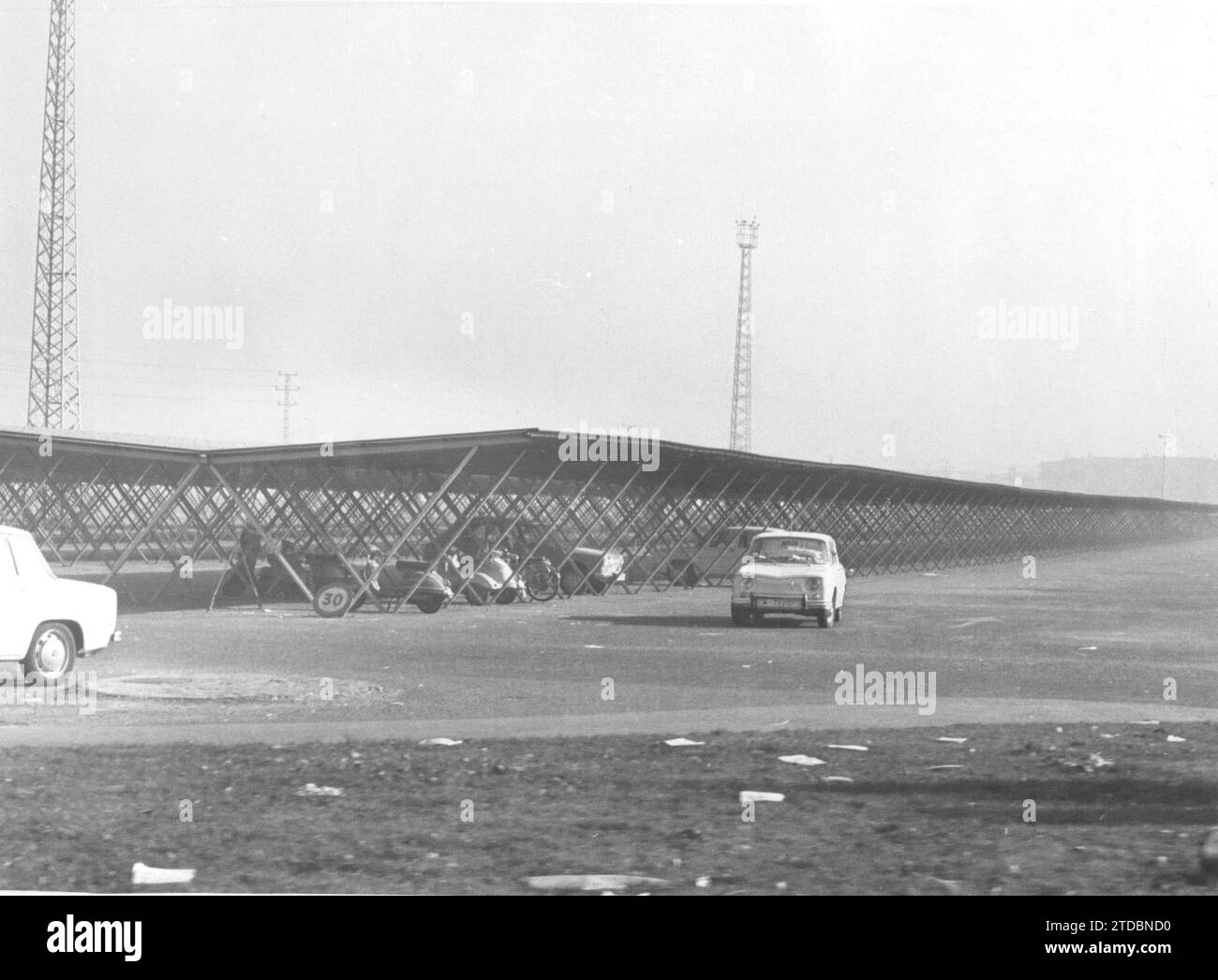 12/31/1974. The entire empty parking lots in a factory in Villaverde. Credit: Album / Archivo ABC / Luis Ramírez Stock Photo