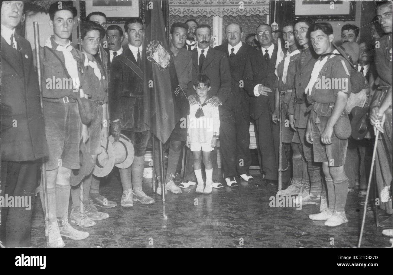 07/31/1919. Saint Sebastian. In the city Hall. Reception held in honor of the Explorers who went on foot to Vitoria, and who on their return brought a message from that town hall to that of the capital of San Sebastian. Credit: Album / Archivo ABC / Martín Stock Photo