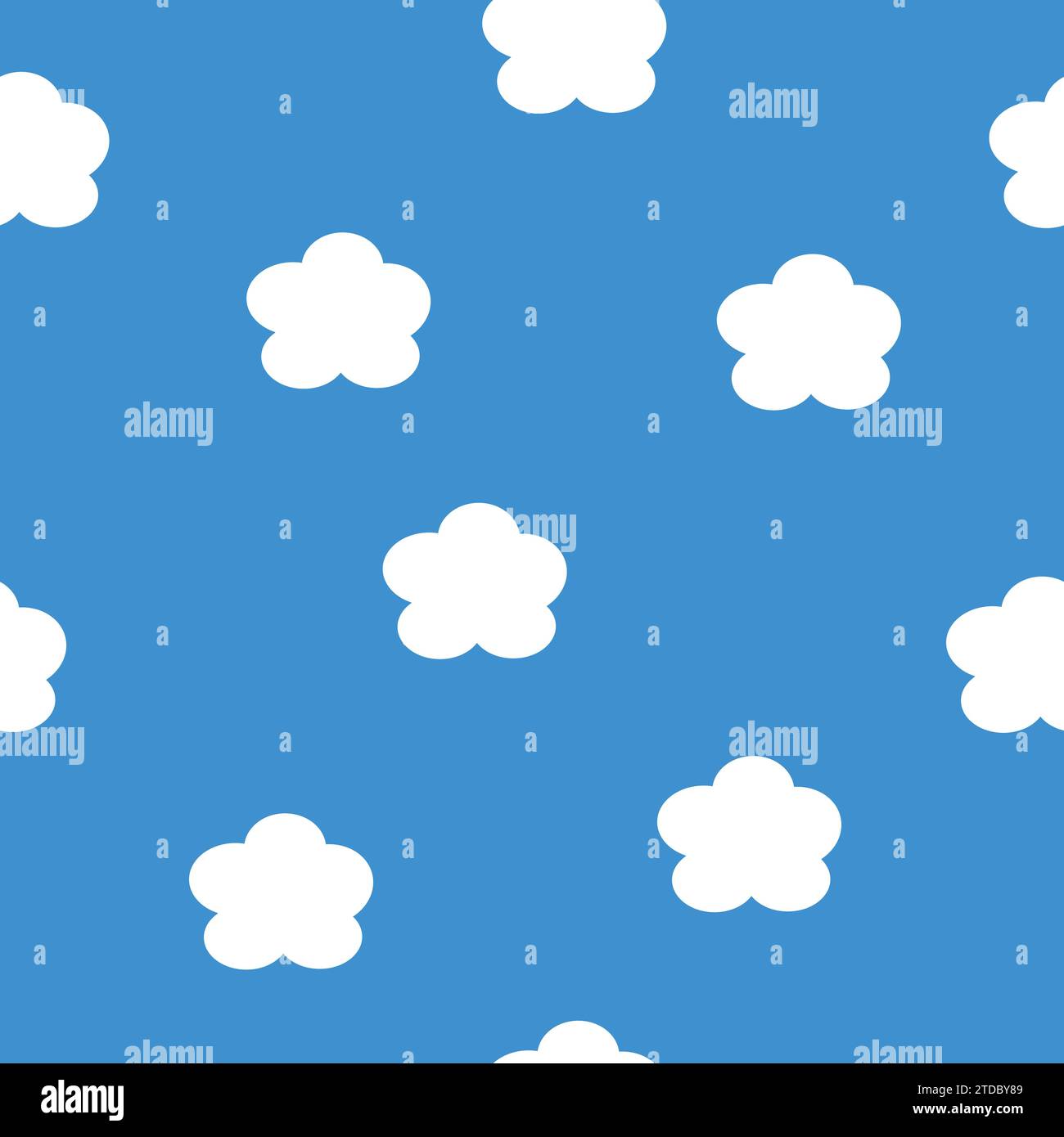 White clouds on paris blue sky. Seamless pattern. Stock Vector
