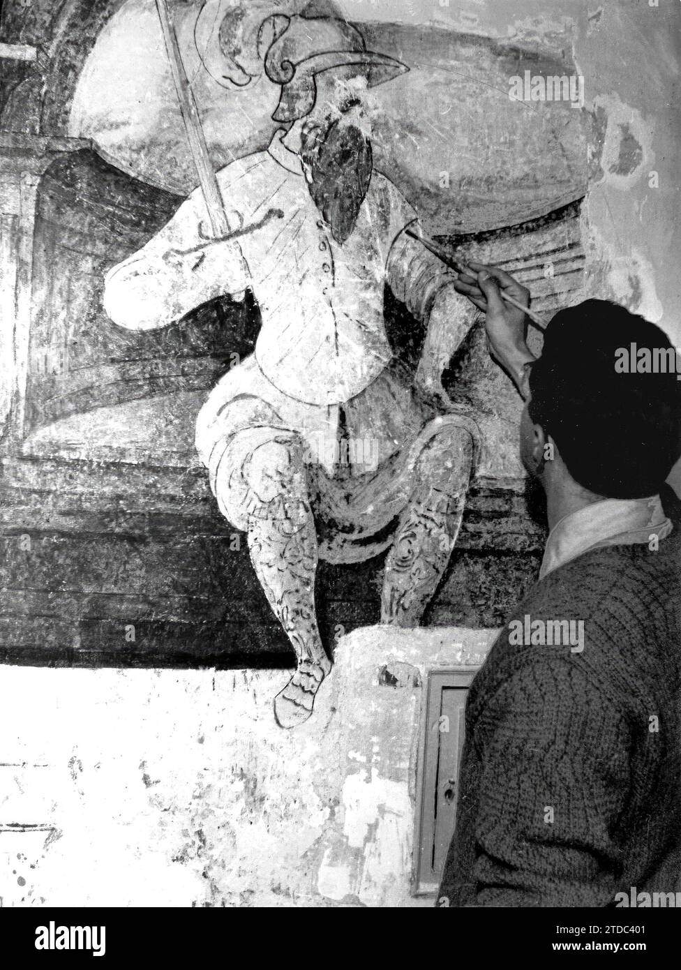 02/01/1961. Valuable 16th century murals discovered in the Pilates House, in the galleries of the main patio, seem to be works by Diego Rodríguez made around 1539. Cataloged with the sponsorship of the caixa. Credit: Album / Archivo ABC Stock Photo