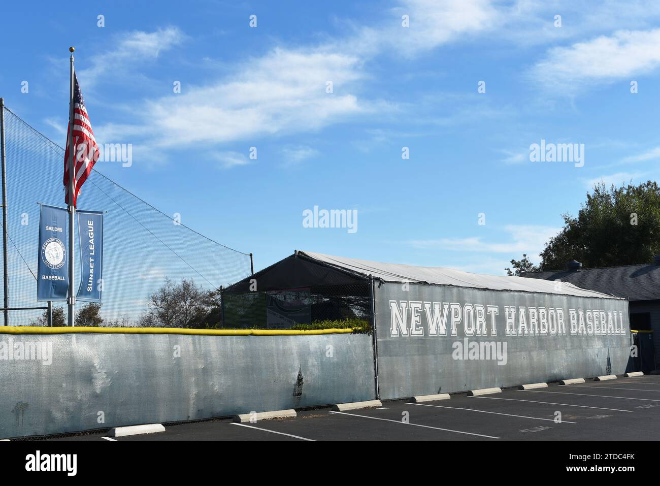 NEWPORT BEACH, CALIFORNIA - 17 DEC 2023: Baseball Facility on the campus of Newport Harbor High School. Stock Photo