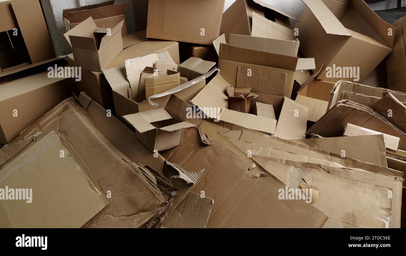 Used Cardboard Moving Boxes for Recycling. Paper packaging waste Stock Photo Alamy