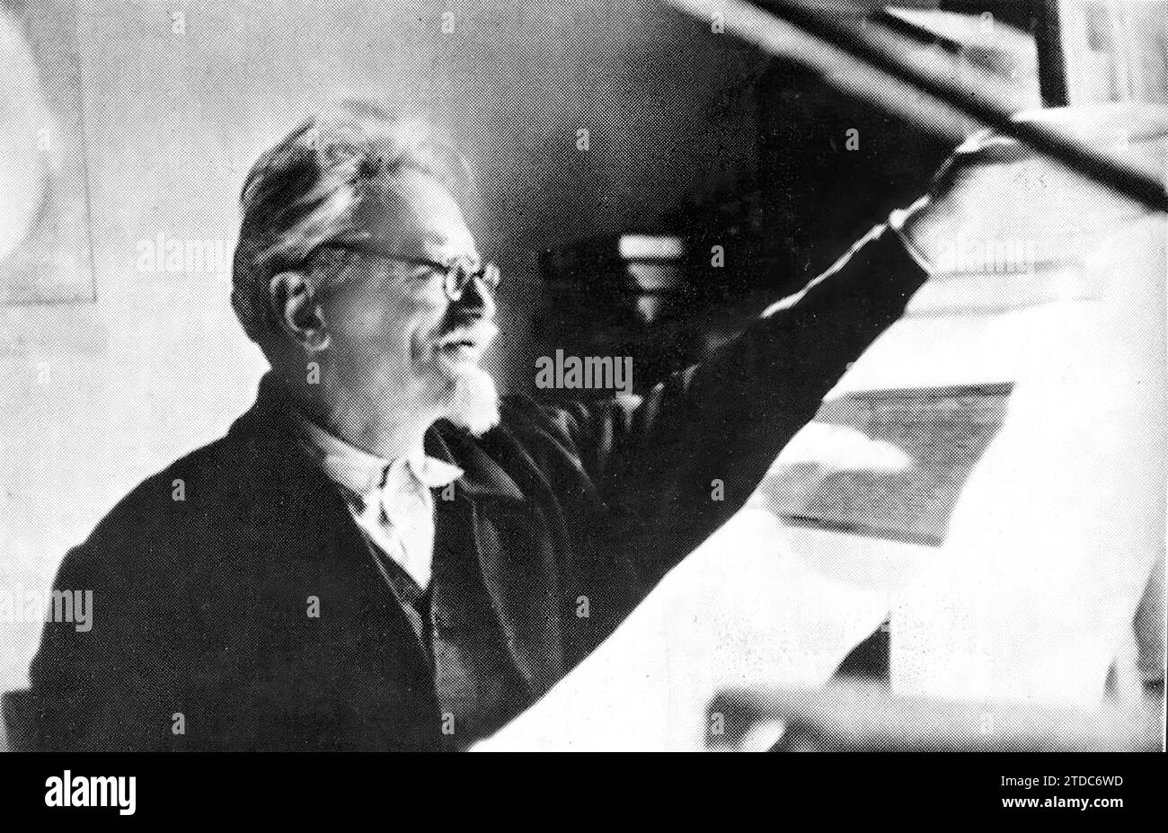 12/31/1929. Leon Trotsky (1879-1940) working in his studio. Credit: Album / Archivo ABC Stock Photo