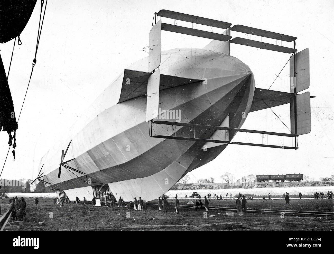 Saint Cyr (France). April 1913. The rigid airship 'Spiess', the first of its kind, in the Aerostatic Park. Credit: Album / Archivo ABC / M. Rol Stock Photo