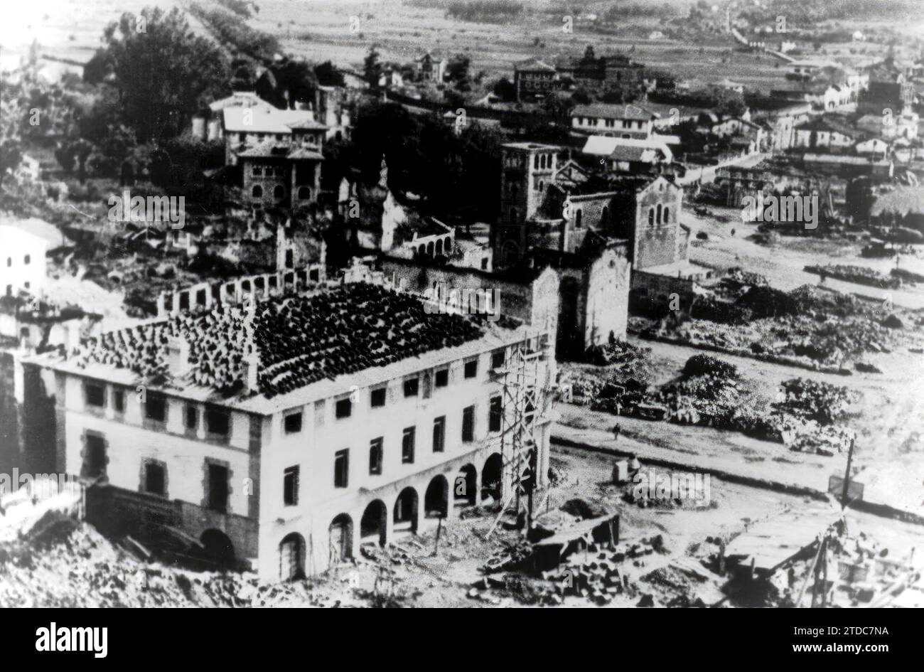12/31/1939. View of Guernica Devastated after the Civil War. Credit: Album / Archivo ABC Stock Photo