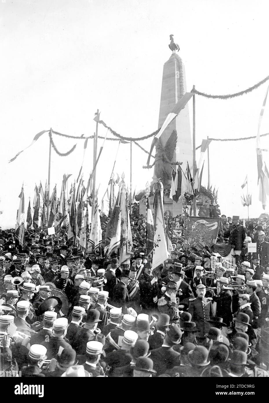 09/30/1909. A French monument in Germany. Solemn inauguration of the monument erected in Wisenburg to the memory of the French soldiers who died for their country during the Franco-German War of 1870 and in proof that the idea of human brotherhood still exists in the German empire. Credit: Album / Archivo ABC / M. Rol Stock Photo