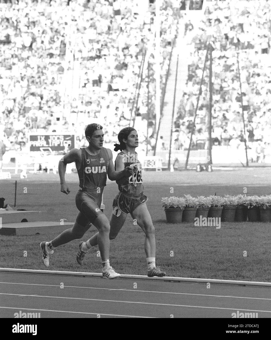 Barcelona..September 1992..Paralympic Games...Photo Jordi Romeu...Archdc....Athletics events for the Blind. Credit: Album / Archivo ABC / Jordi Romeu Stock Photo