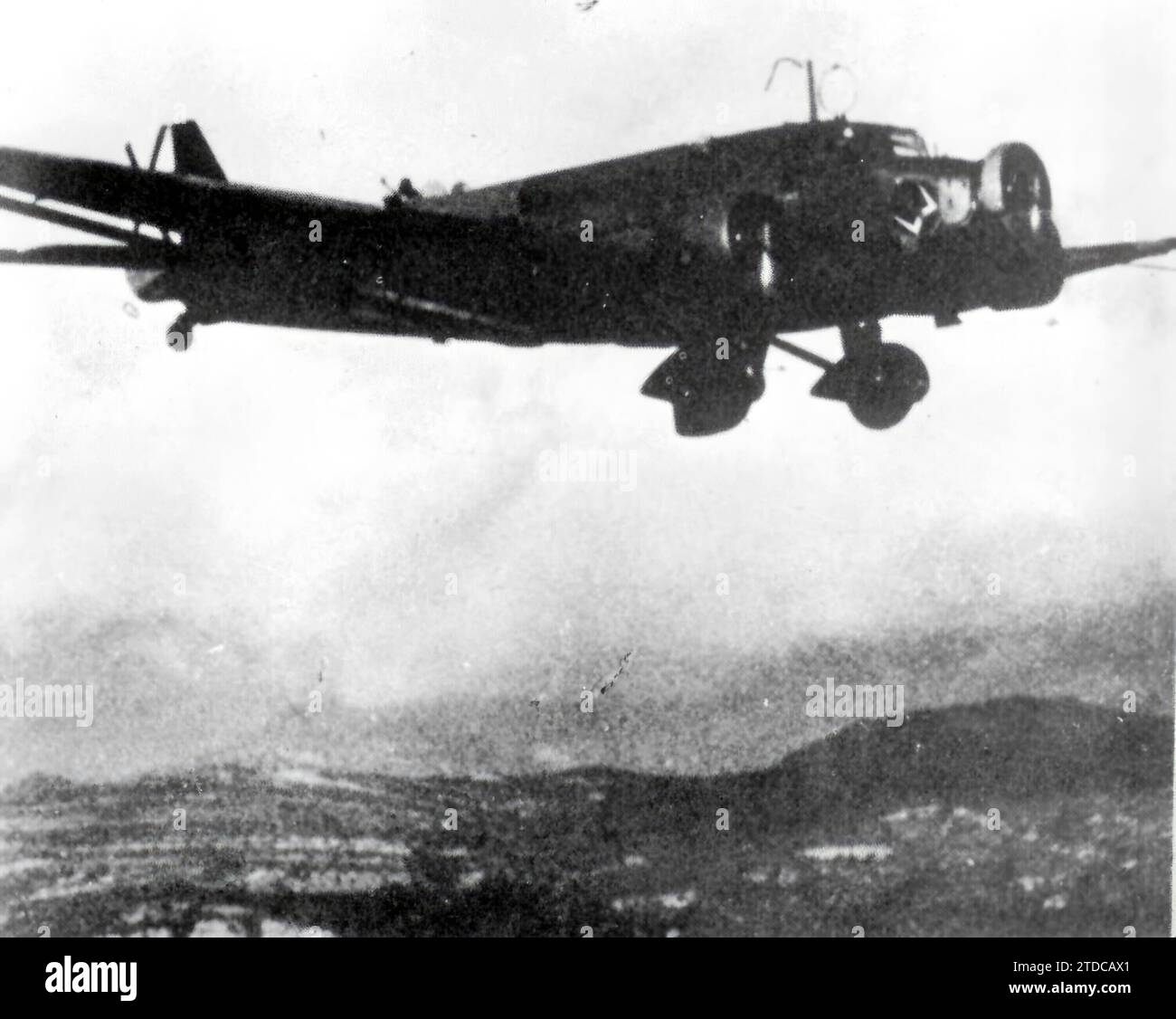 04/25/1937. A German 'Ju-52' of the Condor Legion after bombing Guernica. Credit: Album / Archivo ABC Stock Photo