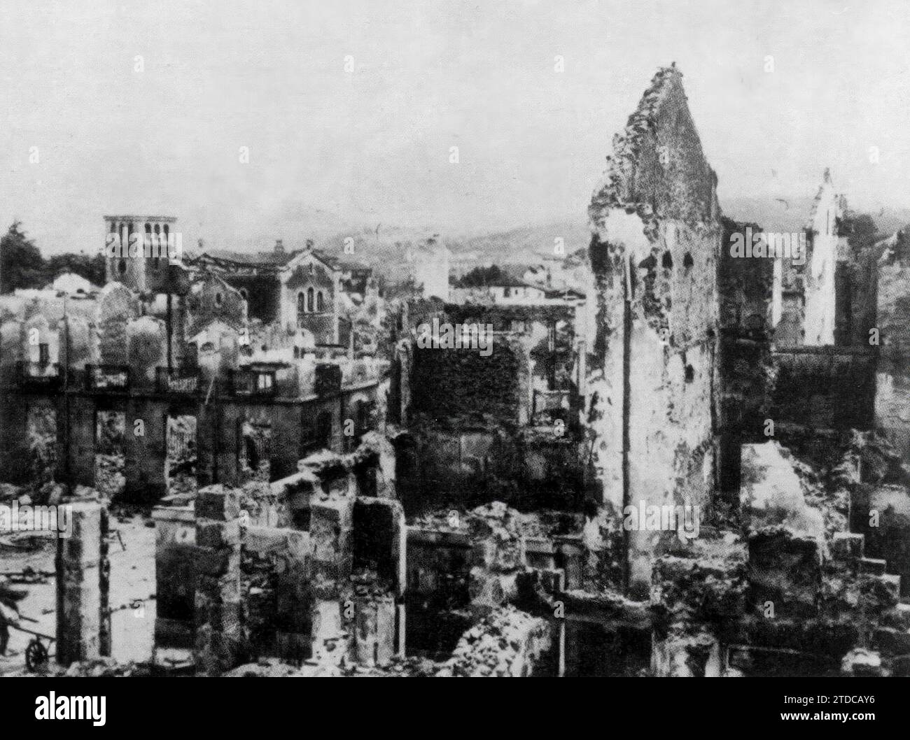 Guernica after the Bombings of April 1937. Credit: Album / Archivo ABC Stock Photo