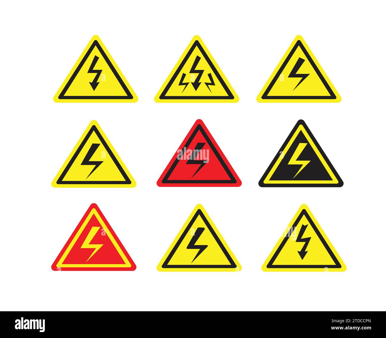 High voltage electrical warning signs set pack .Vector editable isolated Stock Vector
