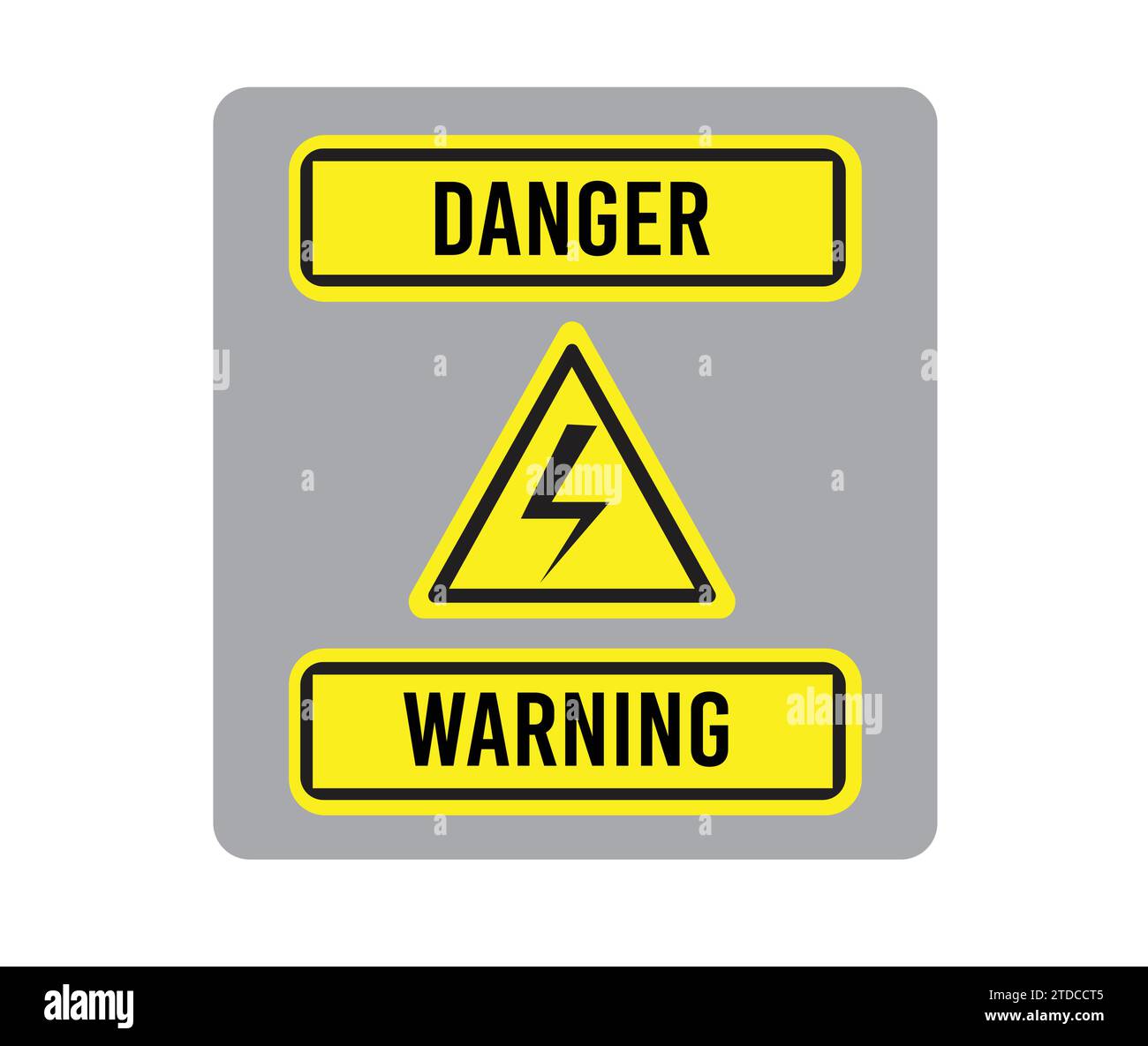 High voltage electrical warning sign with lightning bolt .Vector editable isolated Stock Vector