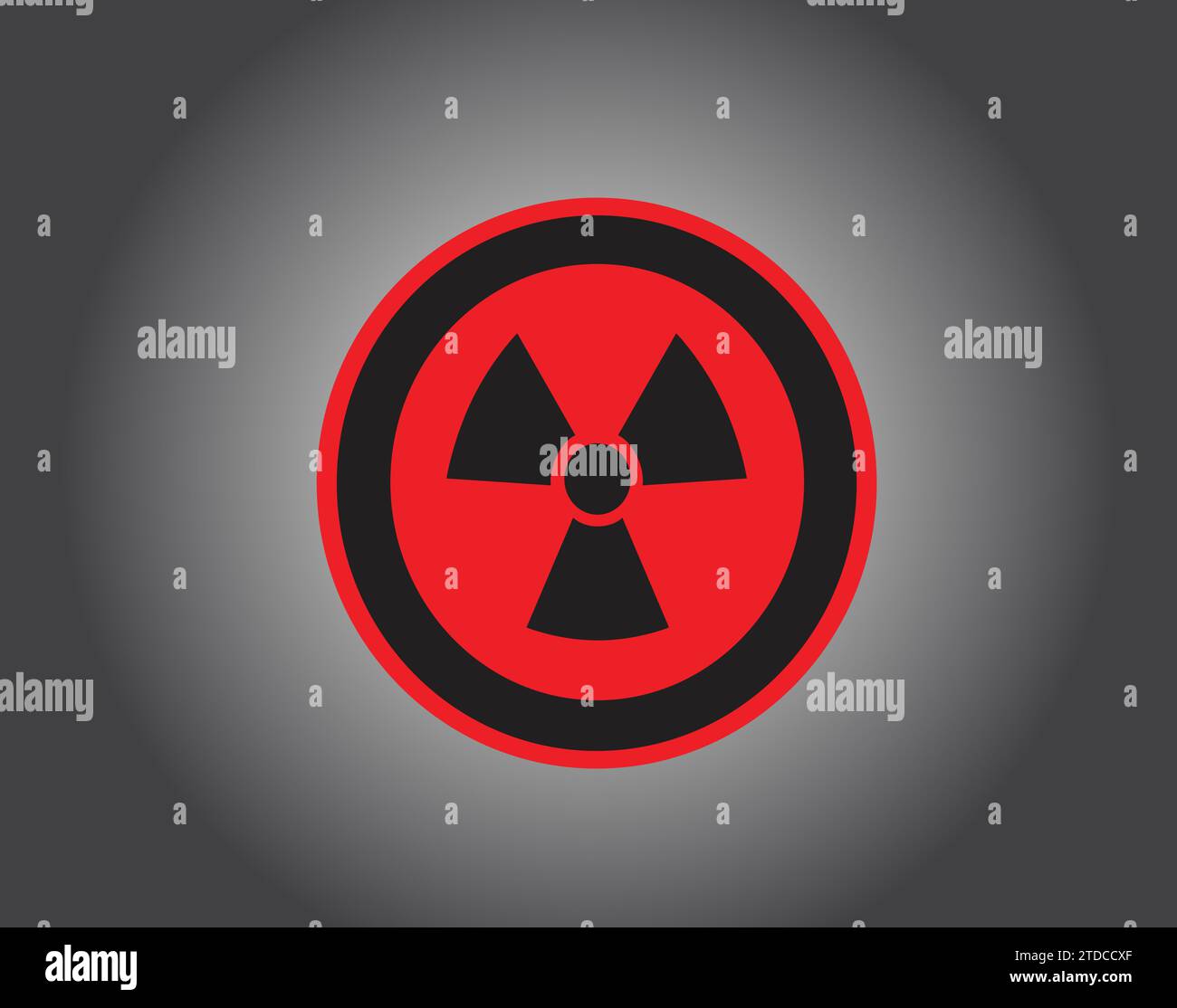 Ionising nuclear radiation hazard danger warning button badge symbol red circle round icon. Vector editable isolated Stock Vector