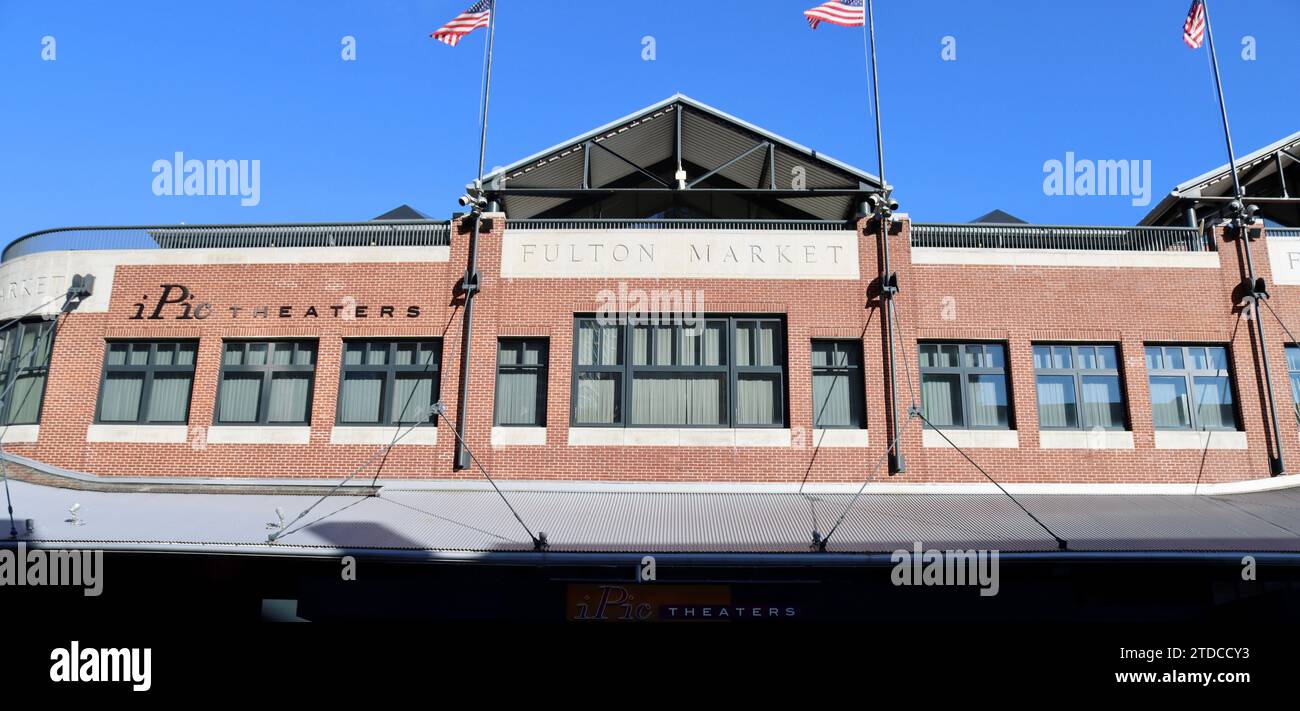 Fulton Market building at South Street Seaport in lower Manhattan, New York Stock Photo