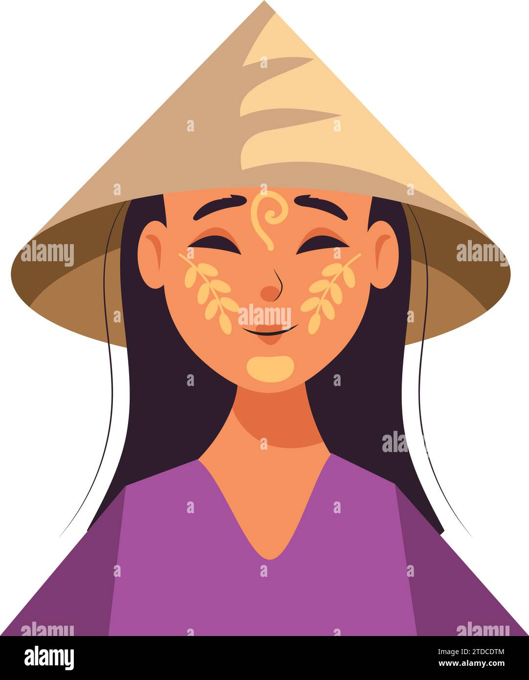 myanmar woman with thanaka Stock Vector Image & Art - Alamy