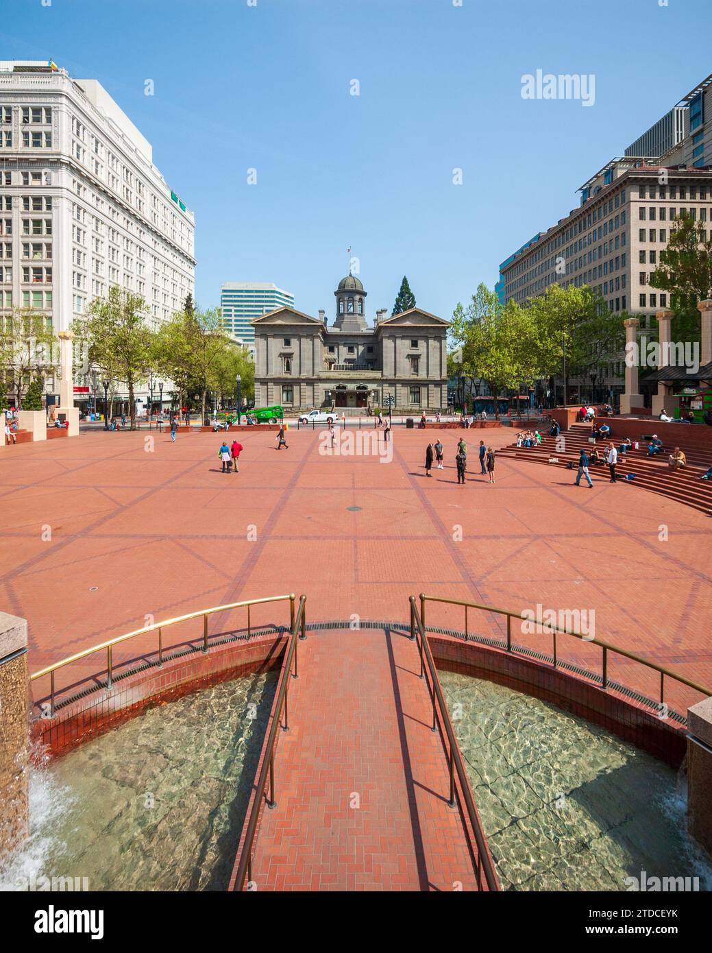 The Pioneer Courthouse Square in Portland, Oregon Stock Photo