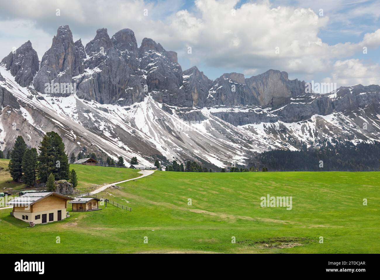 Landscape Cinema delle Odle in the Italian Alps Stock Photo