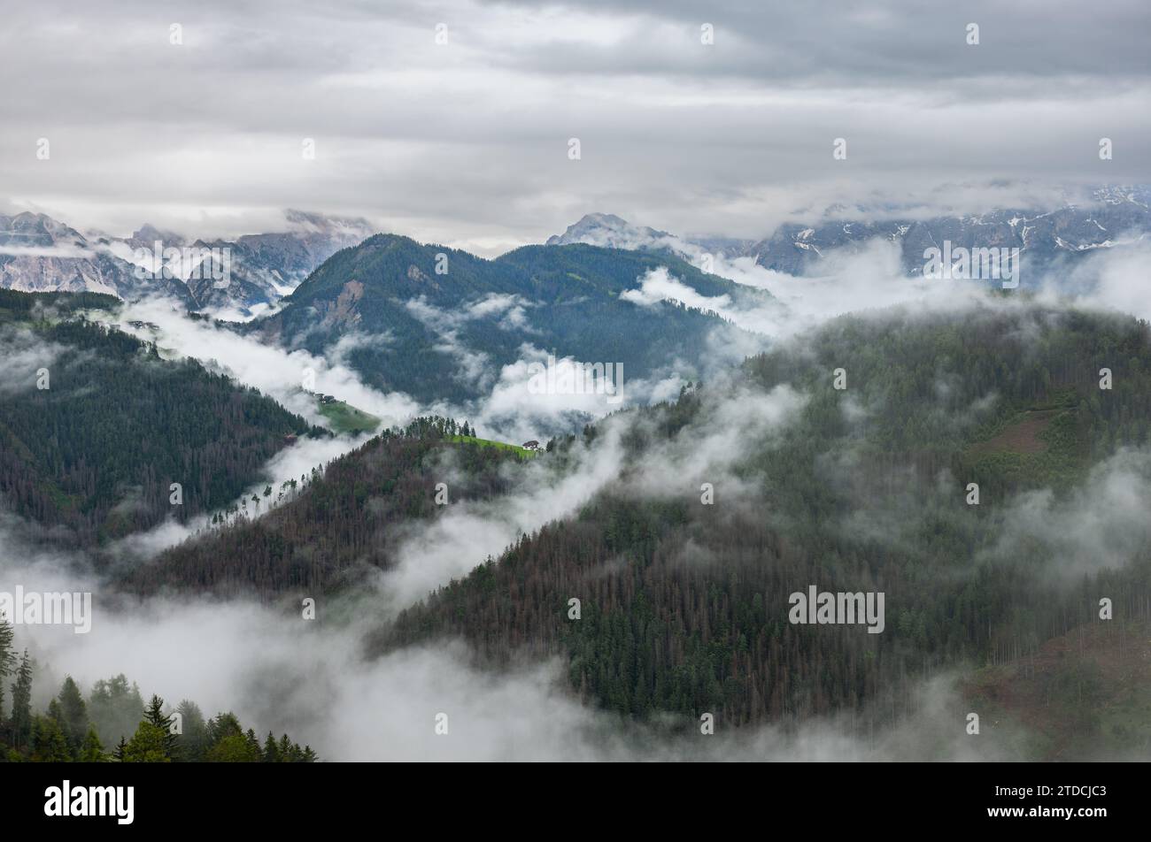 beautiful italian alps in the morning clouds Stock Photo