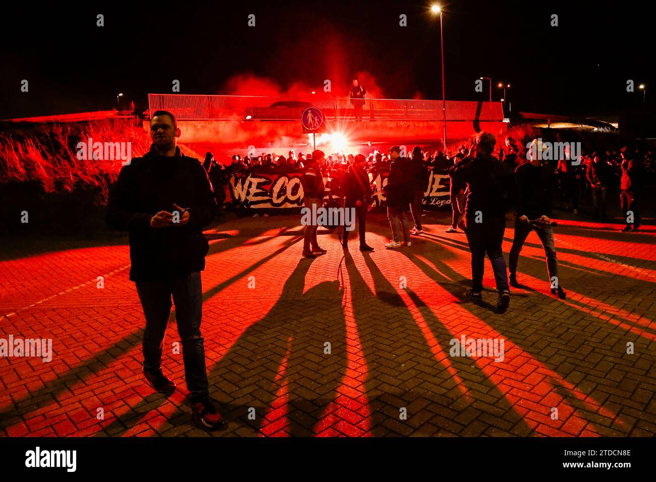 ALKMAAR, NETHERLANDS - DECEMBER 17: Corteo Fans of AZ Alkmaar  during the Eredivisie match of AZ Alkmaar and PSV Eindhoven at AFAS stadium on December Stock Photo