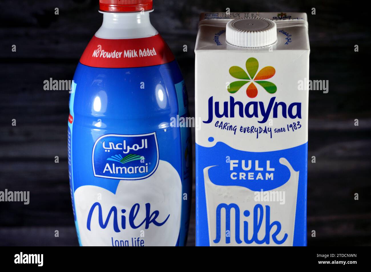 Cairo, Egypt, December 16 2023 Almarai full fat creamy fresh cow's