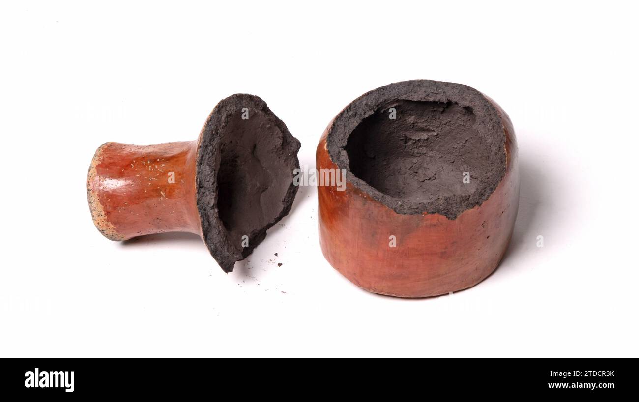 Old brown pottery, isolated on a white background Stock Photo - Alamy