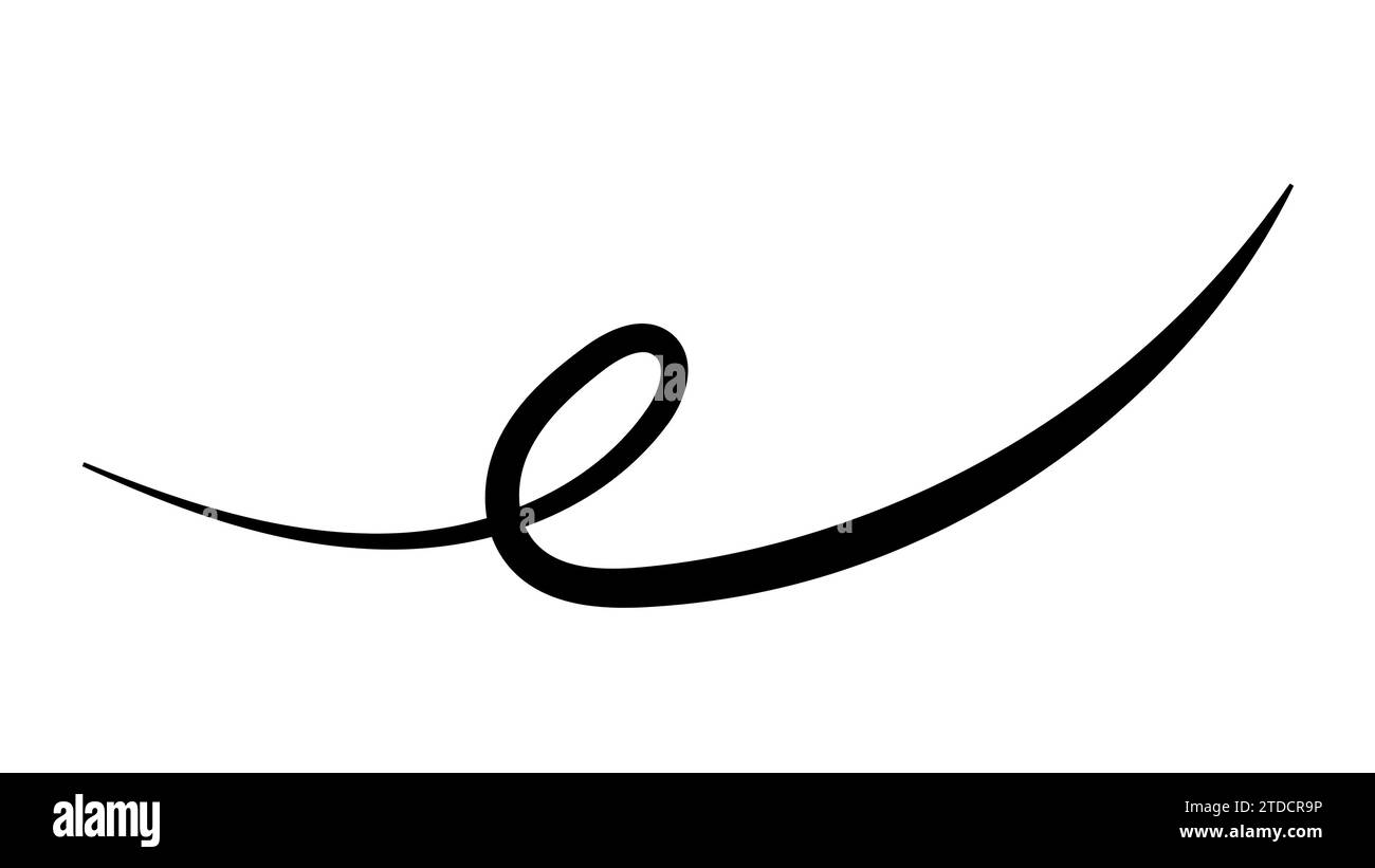 Simple curved calligraphy line, curved line with curl swish wave Stock