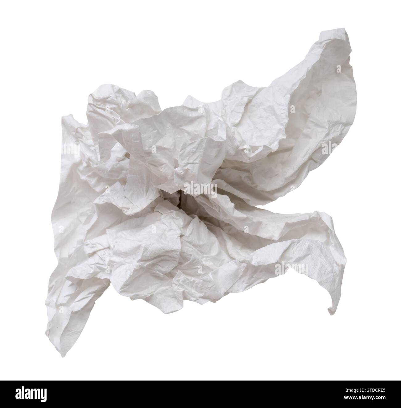 Single screwed or crumpled tissue paper or napkin in strange shape