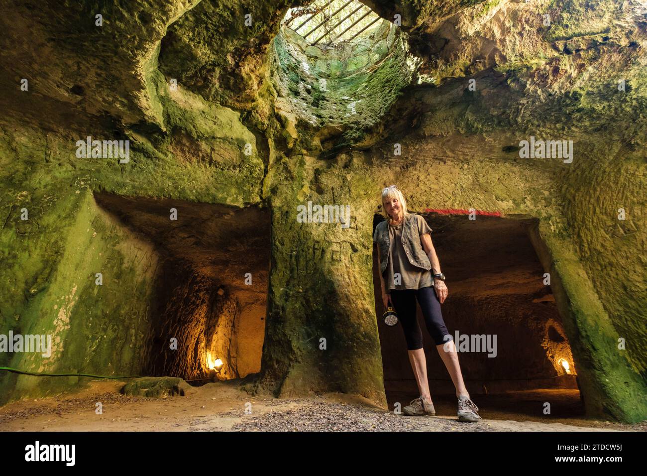 galeria subterranea, castillo de San Felipe, siglo XVI ,boca del puerto de Mahón,  municipio de Villacarlos, Menorca, balearic islands, Spain Stock Photo