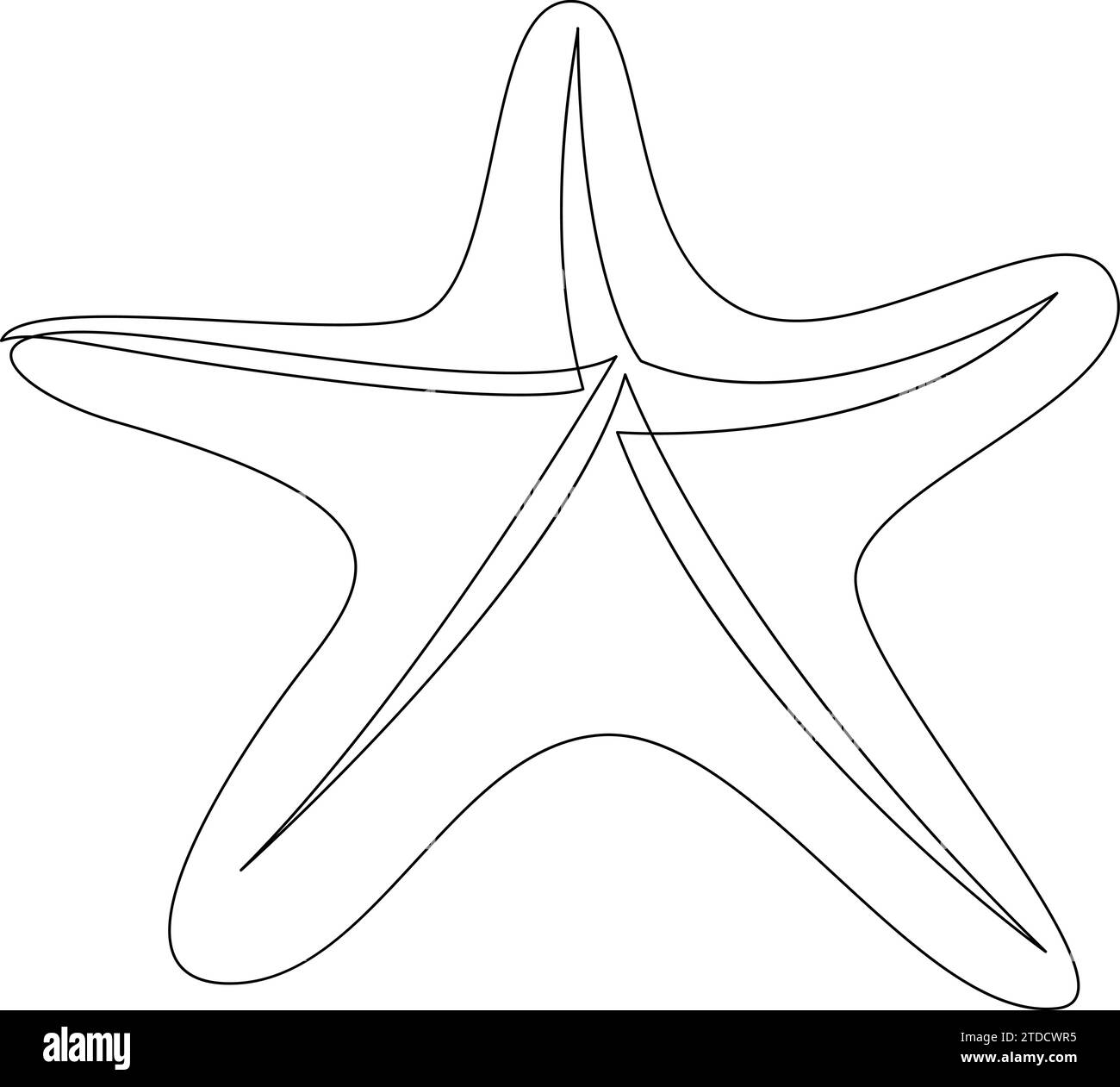 One line sea starfish design silhouette. Hand drawn minimalism style vector illustration Stock Vector