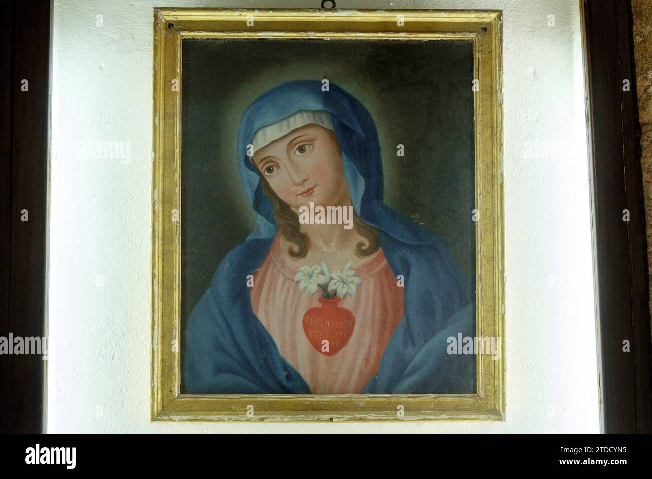 Inmaculado Corazón de María, oleo sobre tela, siglo XVIII, catedral de Évora,  Basílica Sé Catedral de Nossa Senhora da Assunção, Évora, Alentejo, Por Stock Photo