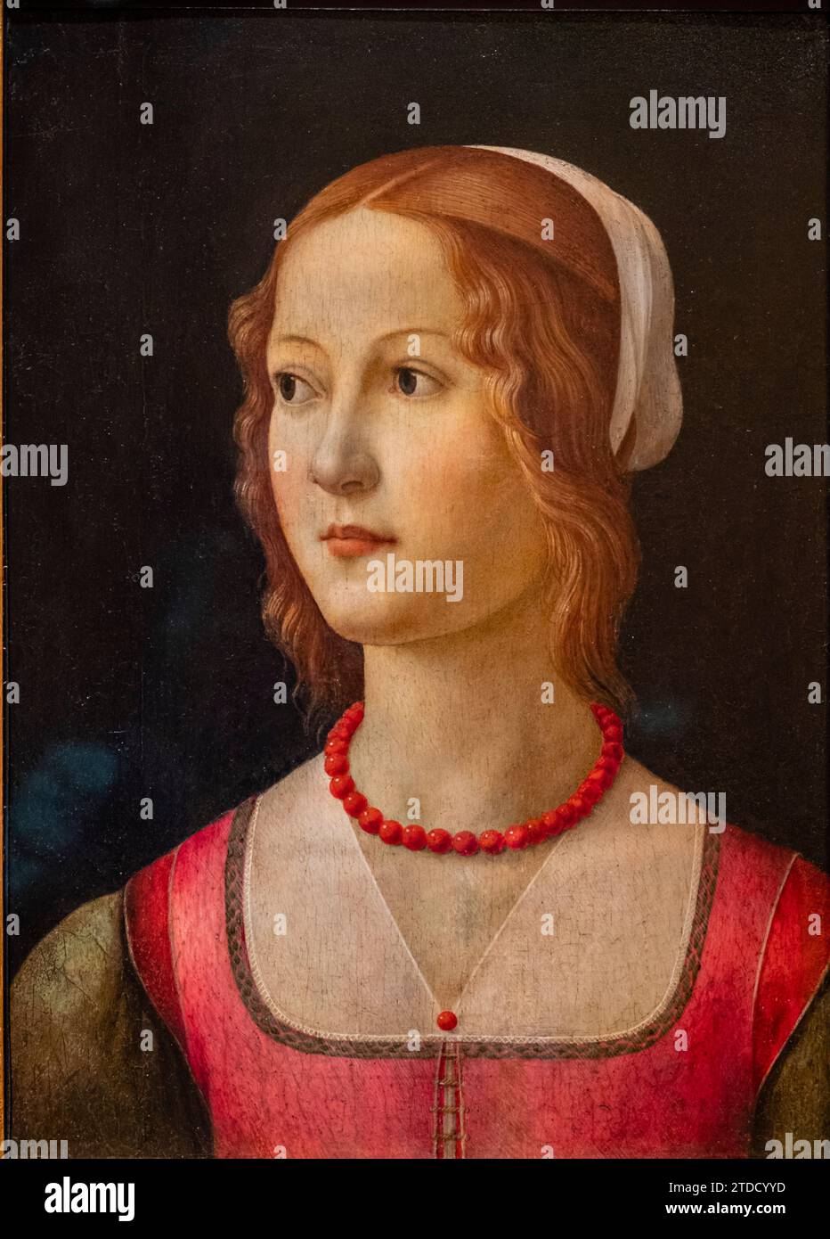 retrato de una joven, Ghirlandaio, Florencia, 1490, temple sobre madera, Fundación Calouste Gulbenkian,  («Fundação Calouste Gulbenkian»), Lisboa, Por Stock Photo