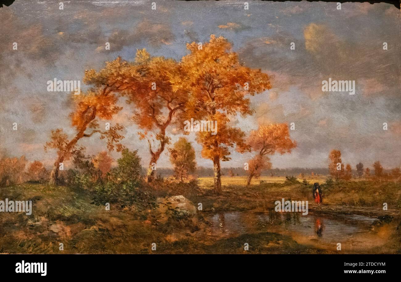 paisaje de otoño, Rousseau, francia 1848-1850, oleo sobre madera, Fundación Calouste Gulbenkian,  («Fundação Calouste Gulbenkian»), Lisboa, Portugal Stock Photo