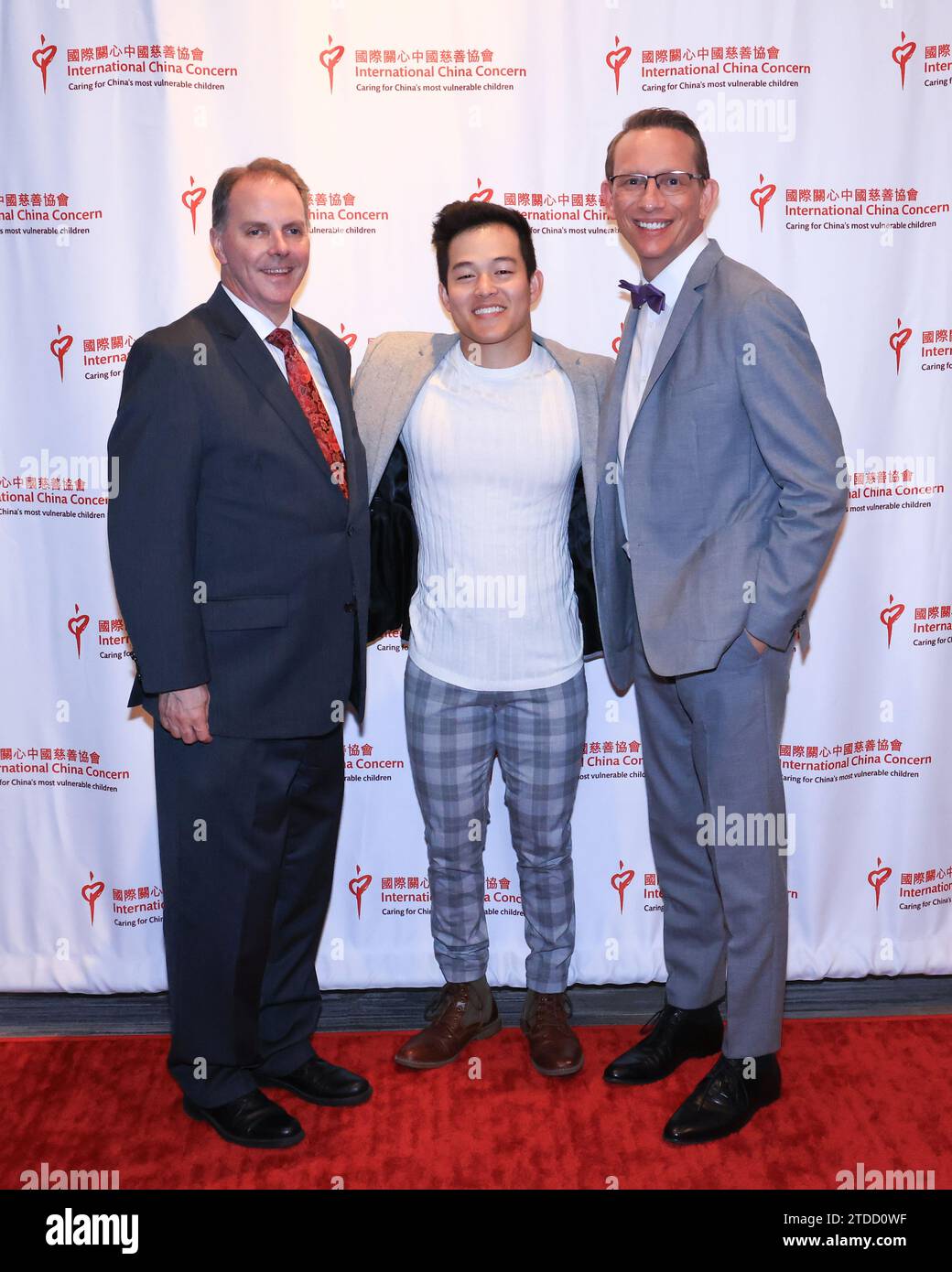 Newport Beach, California, USA. 10th December, 2023. Ken Smith, Chairman of the American Friends of ICC (AFICC), Keegan Ferrell, singer/performer, and David Gotts, Founder of ICC, attending International China Concern 30th Anniversary Celebration Gala at the Renaissance Newport Beach Hotel in Newport Beach, California. Credit: Sheri Determan Stock Photo