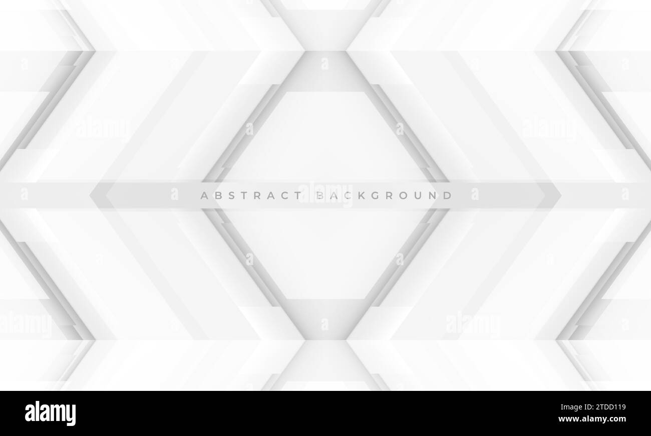 White and soft grey 3D geometric abstract background with rhombus frame. White abstract gaming modern technology banner design. Vector illustration Stock Vector