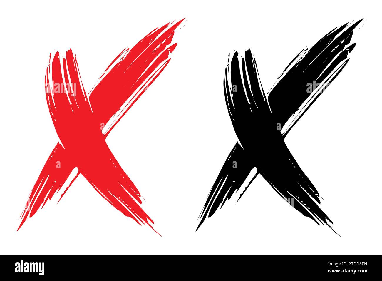 Cross X with brush stroke dirty grunge vector illustration. Stock Vector