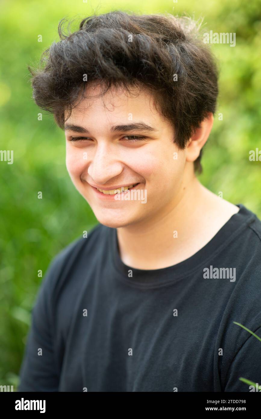 Teenage boy outdoors stock photo alamy