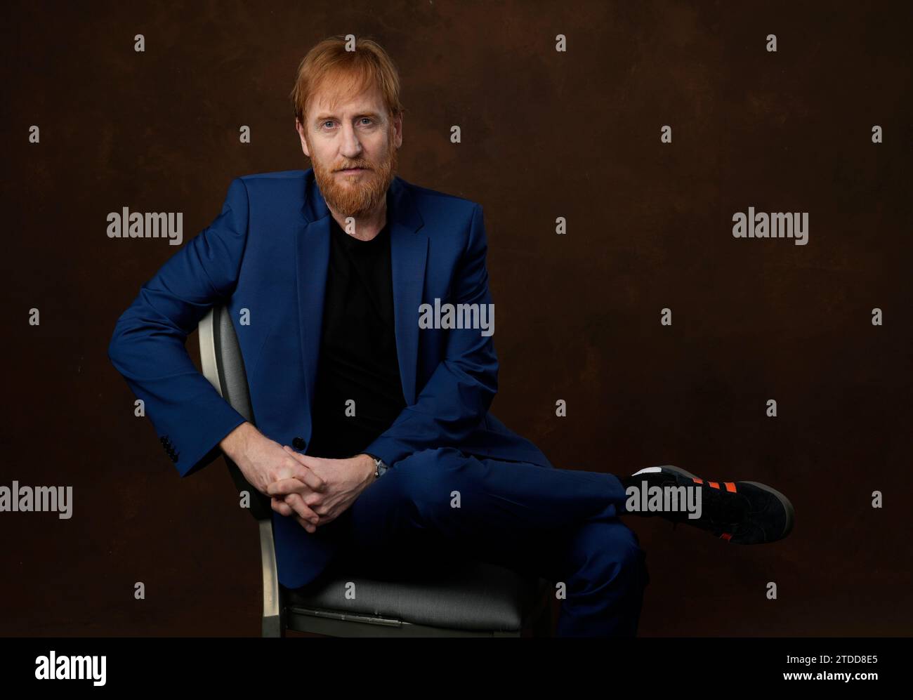 Actor Gustaf Hammarsten poses for a portrait to promote the Peacock series "Dr. Death," Tuesday, Dec. 12, 2023, in West Hollywood, Calif. (AP Photo/Chris Pizzello) Stock Photo