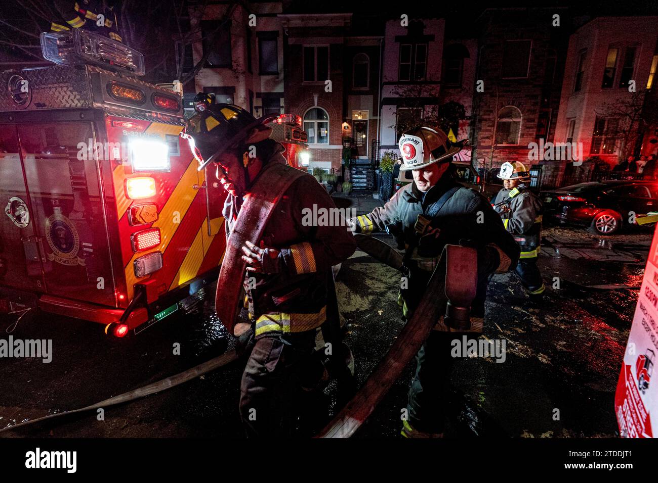 Firefighters battle a two alarm fire that started in a former fire ...