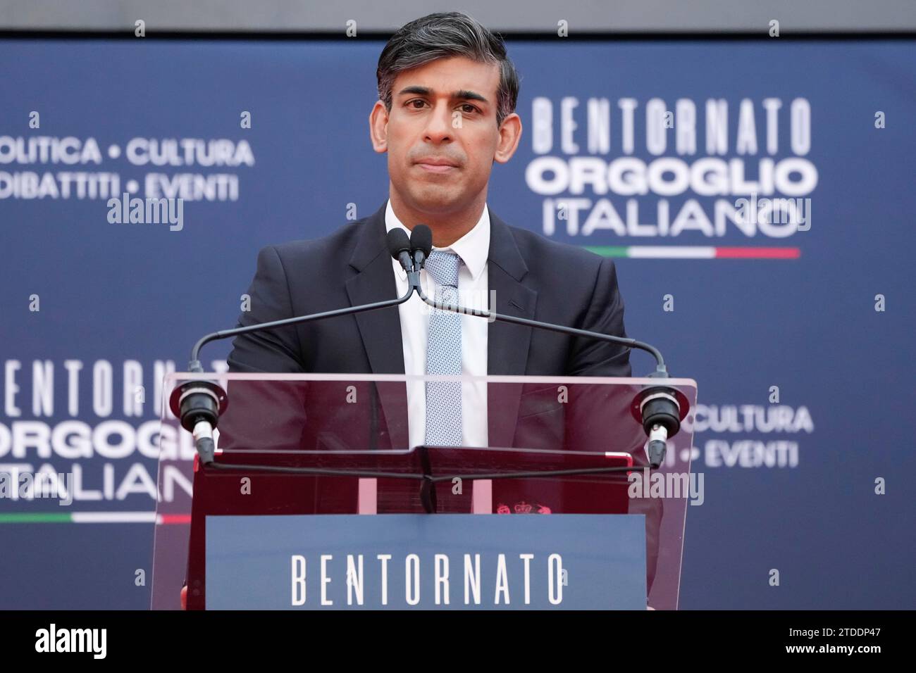 Roma Rishi Britain's Prime Minister Rishi Sunak delivers his speech at the annual ...
