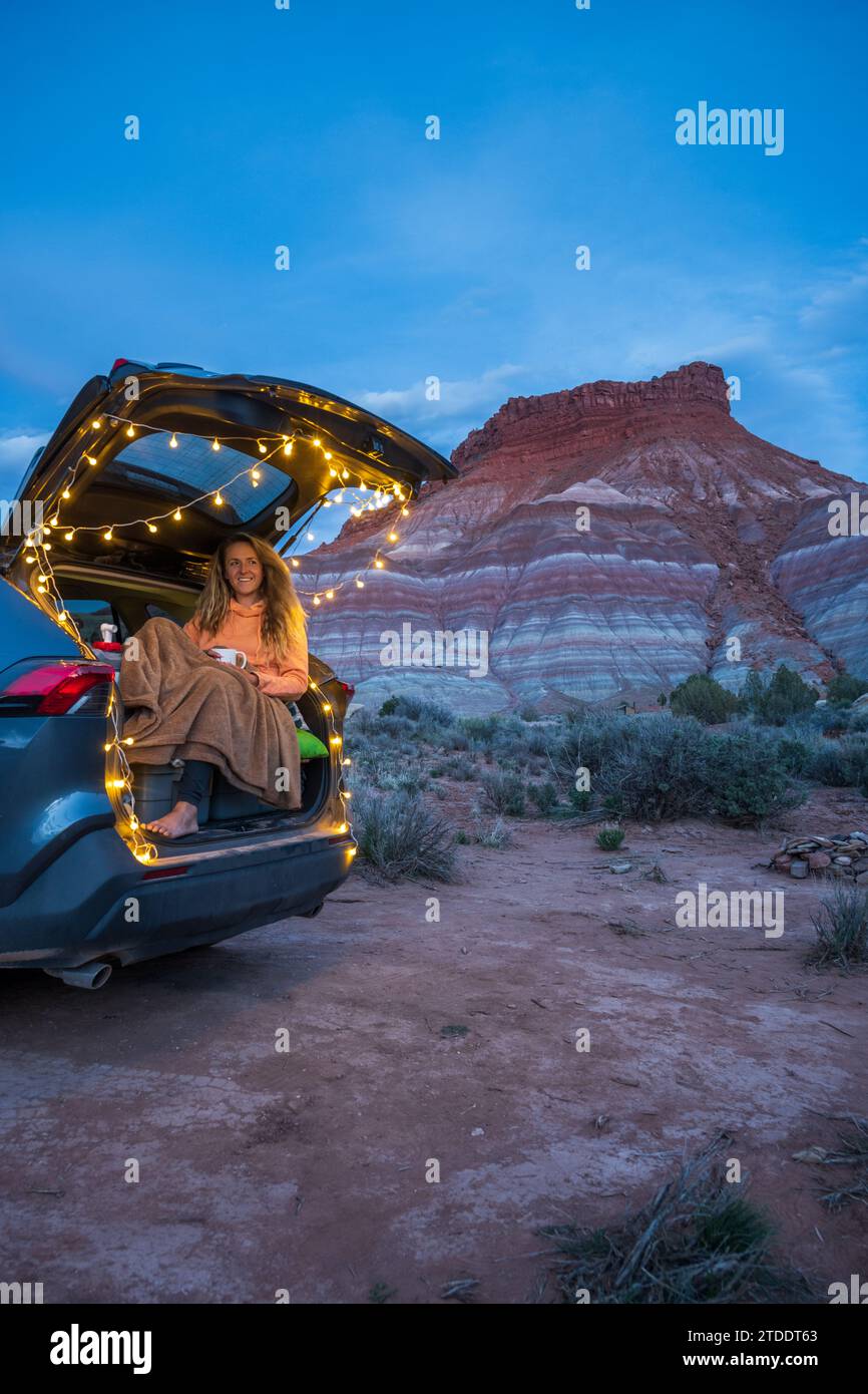 Woman Car Camping In Utah Stock Photo Alamy Woman car camping in utah stock photo alamy