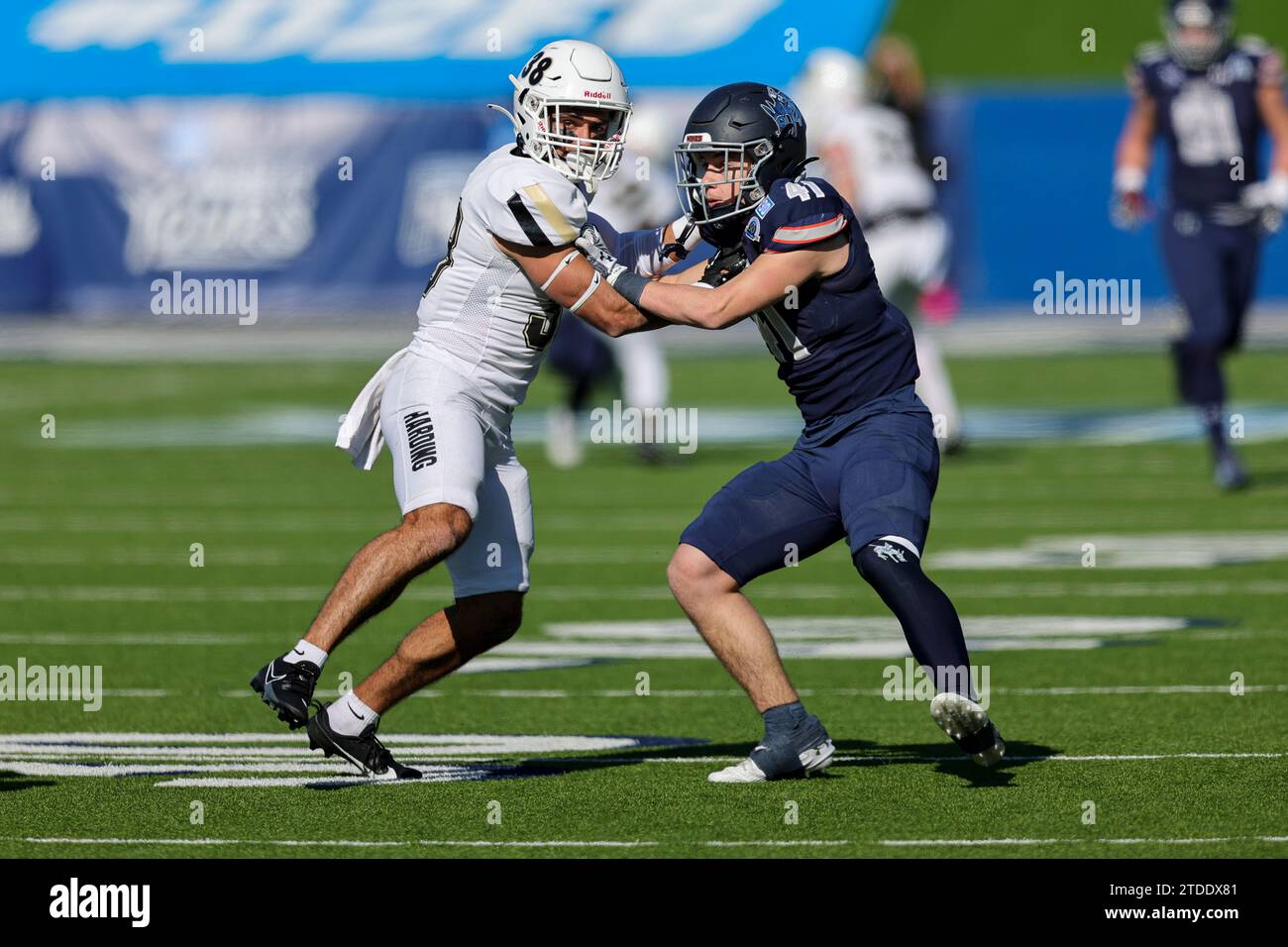MCKINNEY, TX - DECEMBER 16: Harding defensive back Zac O'Day (38) and ...