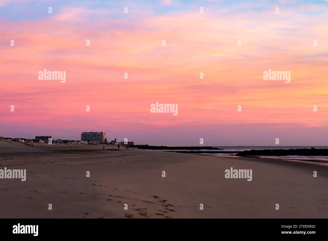 Sunrise over the beach on the New Jersey Shore Stock Photo