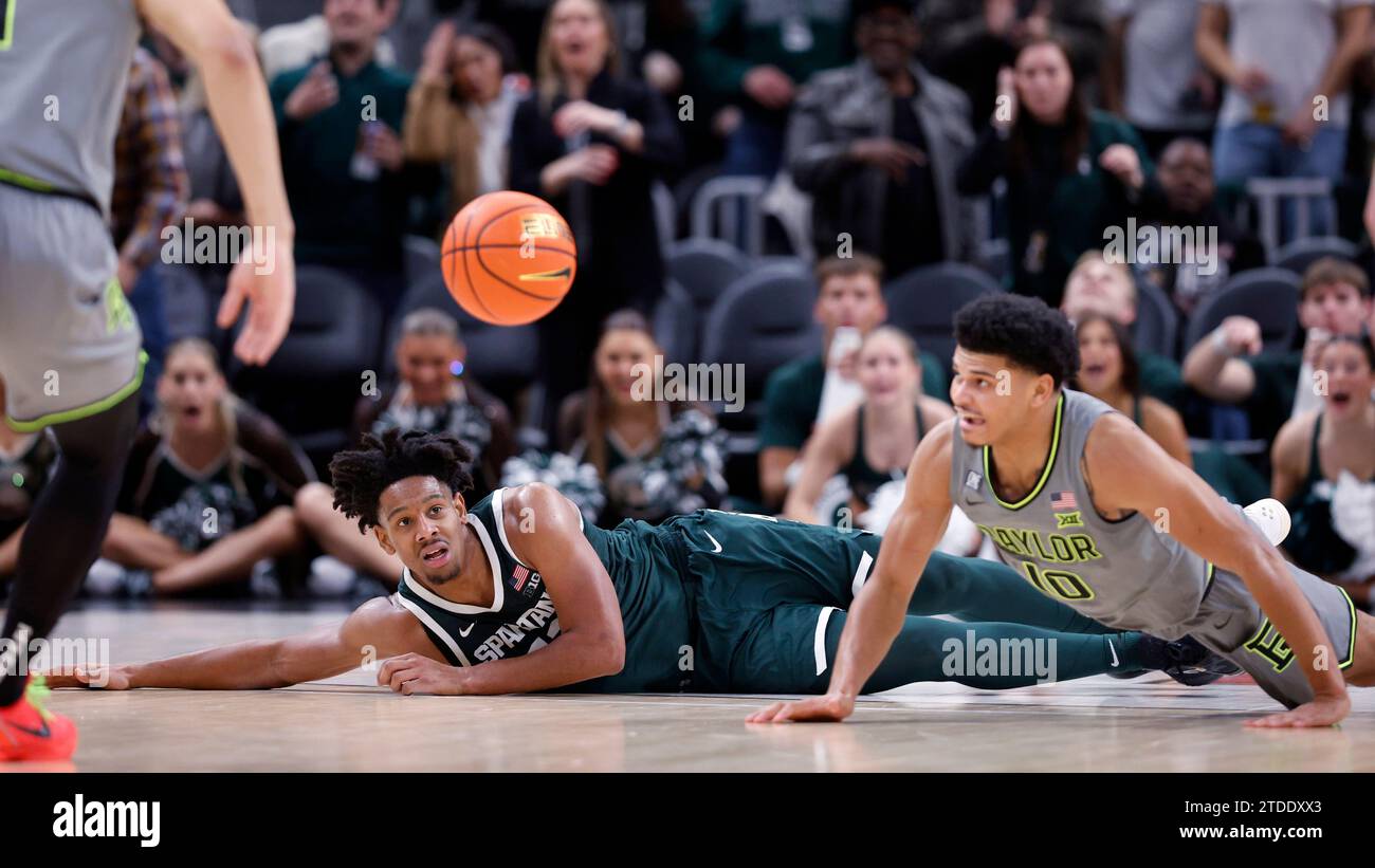 Michigan State guard A.J. Hoggard, left, and Baylor guard RayJ Dennis ...
