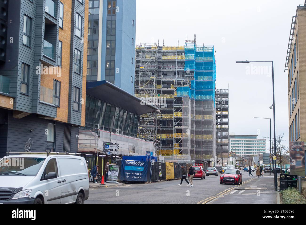 Slough, Berkshire, UK. 16th December, 2023. Slough has recently been named Britain's ugliest town and also the unhealthiest town. Ugly high rise blocks of flats are springing up around the town. Slough Borough Council are effectively bankrupt and have been selling off a number of sites and buildings across the town. Credit: Maureen McLean/Alamy Stock Photo