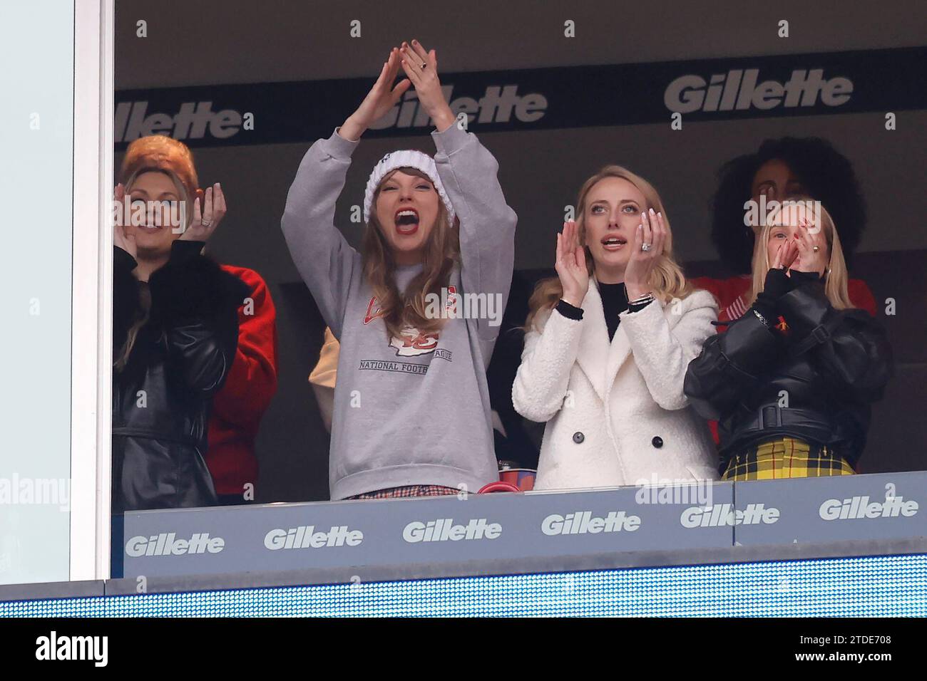 Taylor Swift, second from left, Brittany Mahomes and Ashley Avignone