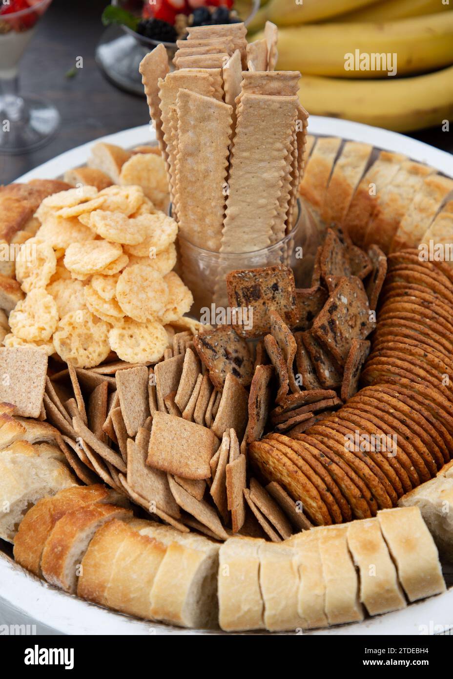 Assorted cracker and bread display Stock Photo Alamy