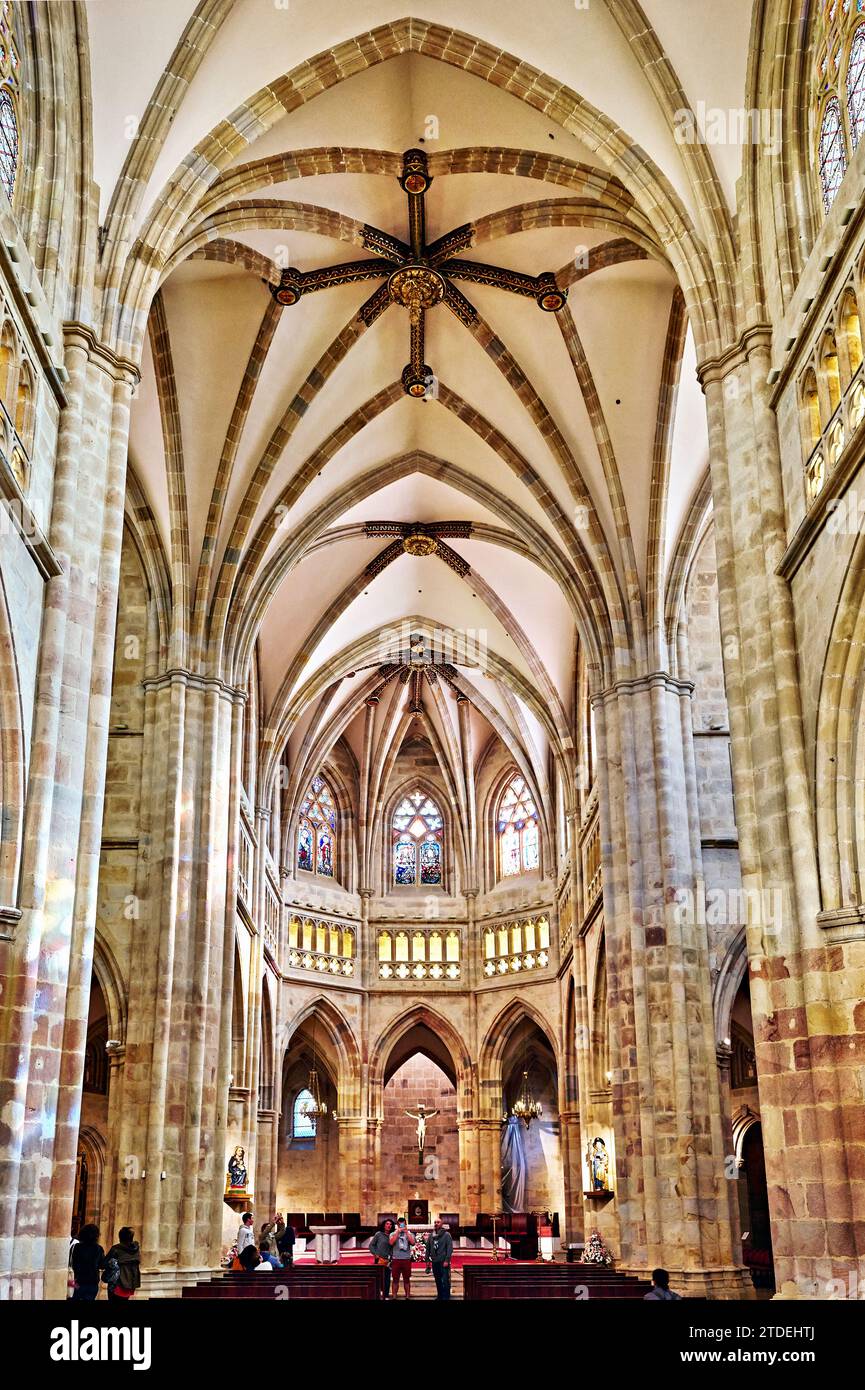 Bilbao Biscay Spain. The interiors of the Cathedral Stock Photo