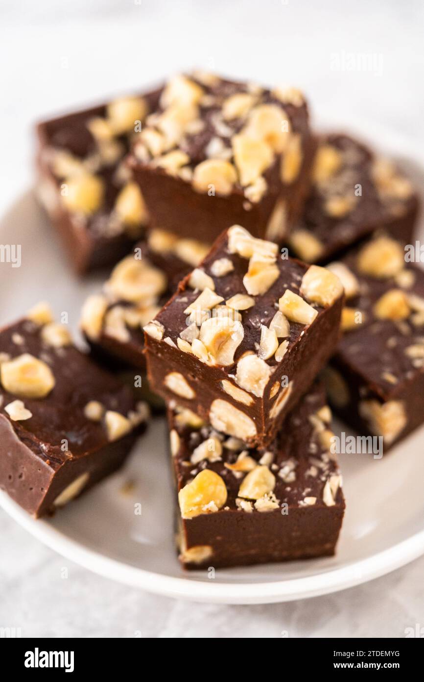 Chocolate hazelnut fudge Stock Photo - Alamy